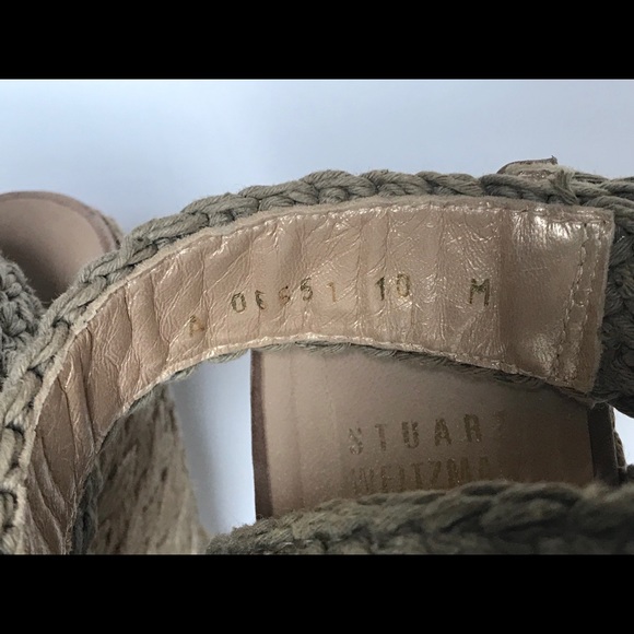 💥SOLD OUT💥Stuart Weitzman Alex Crochet Ankle Wrap espadrille sandal,10, khaki. - Picture 2 of 9